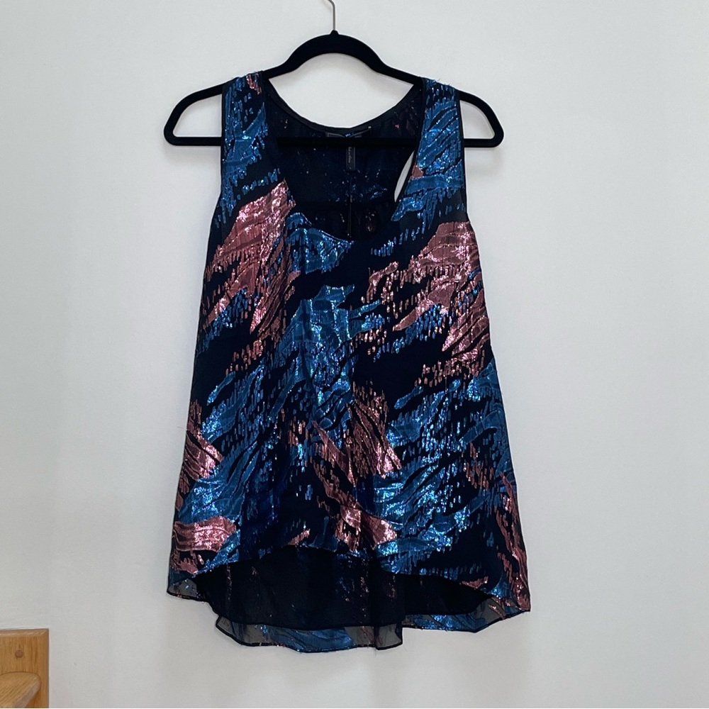 { BCBGMaxAzria Tank } Metallic Jacquard Jewel Tank Twiggy